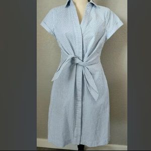 Vineyard Vines Blue and White Striped Button Up Dress with Tie Front - 2